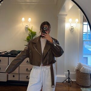 Faux leather moto jacket